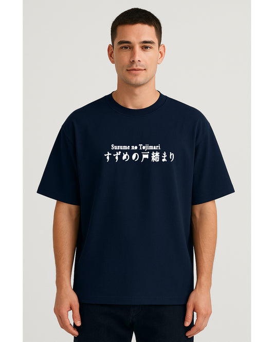 Printed Over-sized Tshirt blue