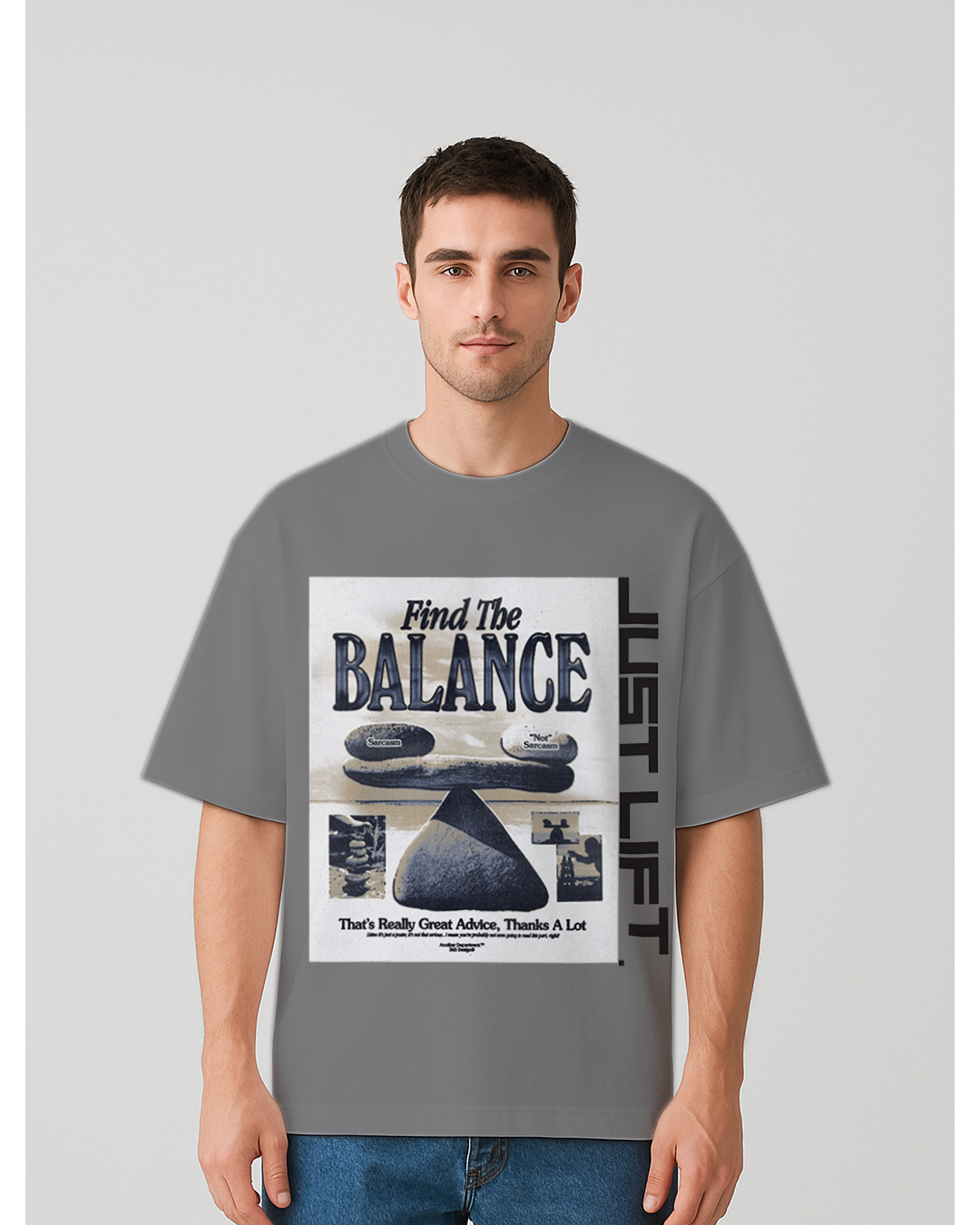 Over-size Printed Round Neck Cotton Blend Black T-Shirt