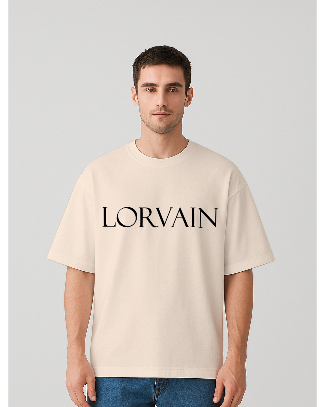 Over-size Printed Round Neck Cotton Blend T-Shirt