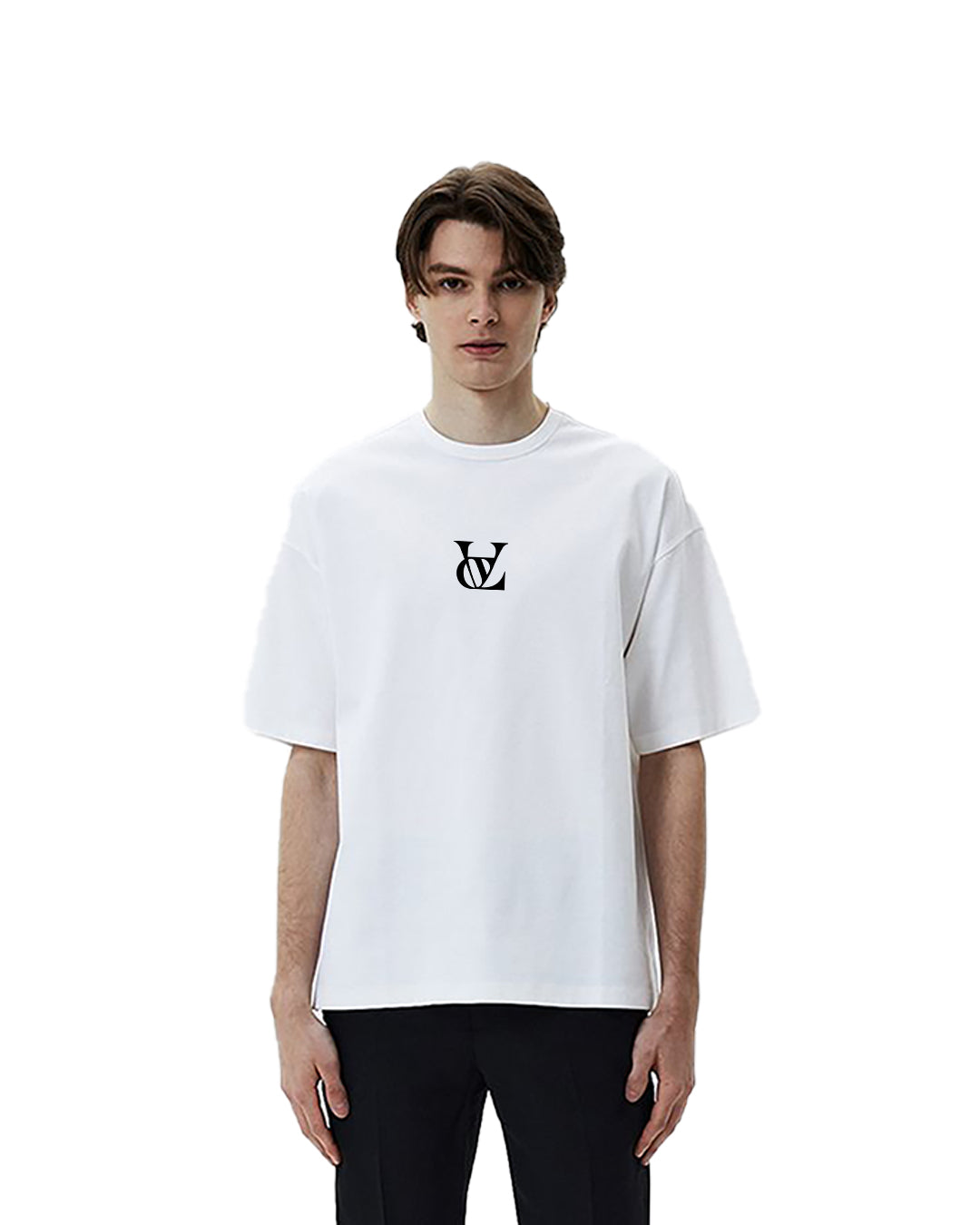 Oversized Men Solid Round Neck Pure Cotton White T-Shirt