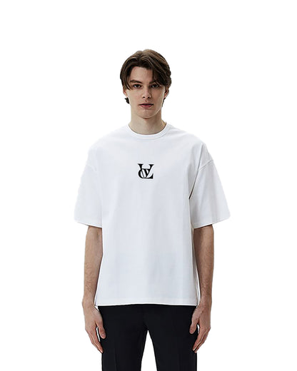 Oversized Men Solid Round Neck Pure Cotton White T-Shirt