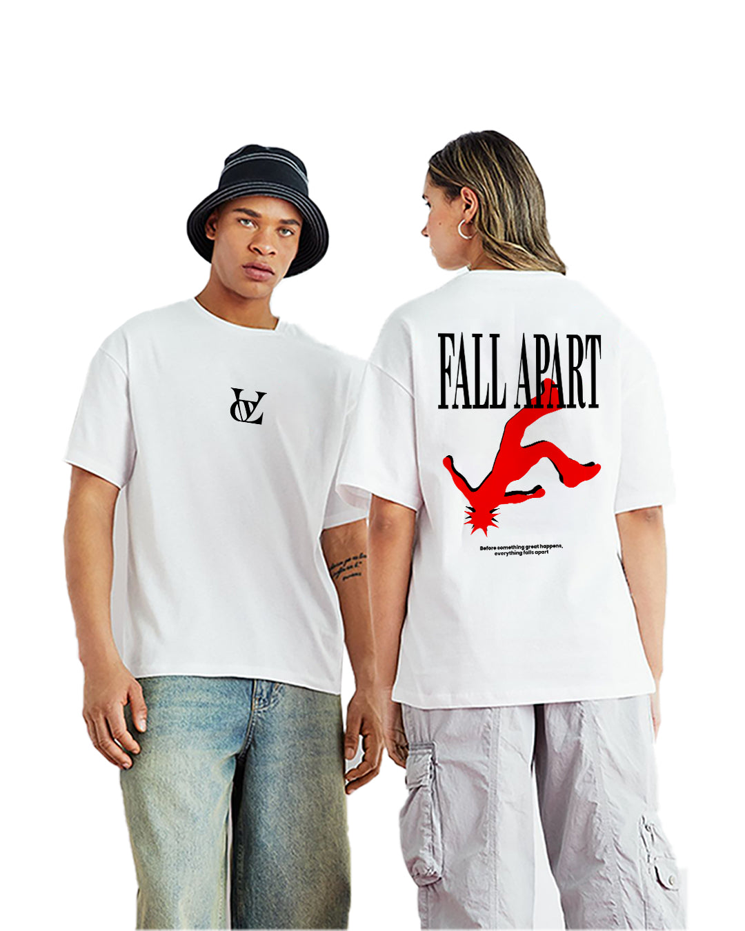 Oversized Men Solid Round Neck Pure Cotton White T-Shirt