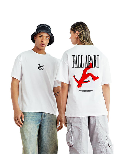 Oversized Men Solid Round Neck Pure Cotton White T-Shirt