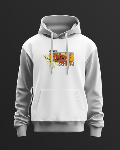 Zentisu white hoodie printed with side embroidery