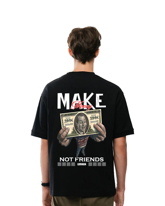 Printed Round Neck Cotton Blend Black T-Shirt