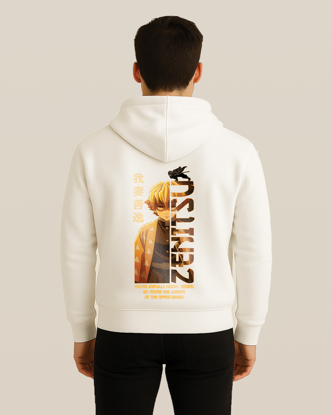 Zentisu white hoodie printed with side embroidery