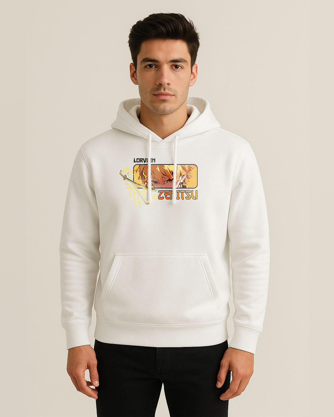 Zentisu white hoodie printed with side embroidery