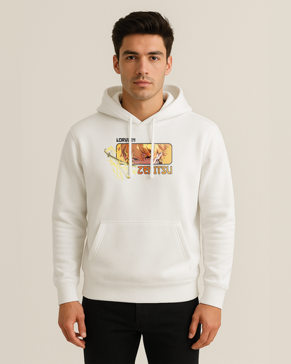 Zentisu white hoodie printed with side embroidery