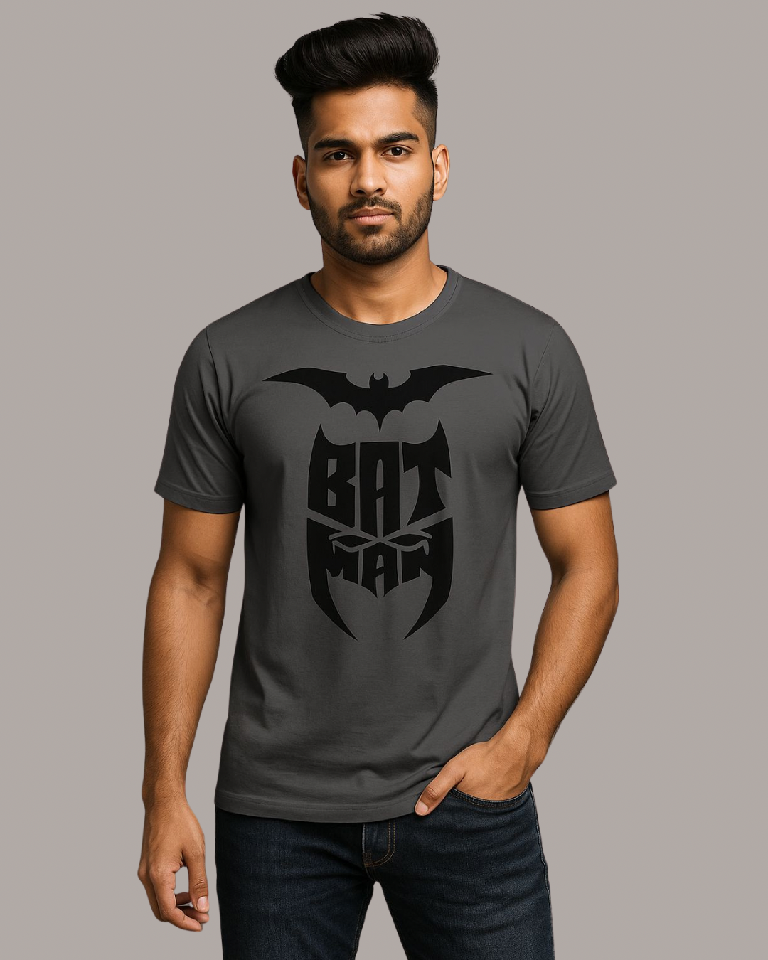 Men Solid Round Neck Cotton Blend Blue T-Shirt