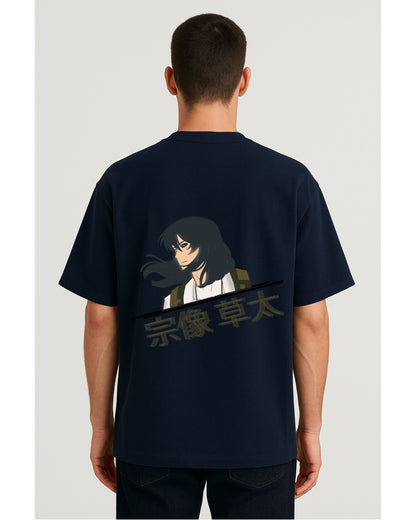 Printed Over-sized Tshirt blue