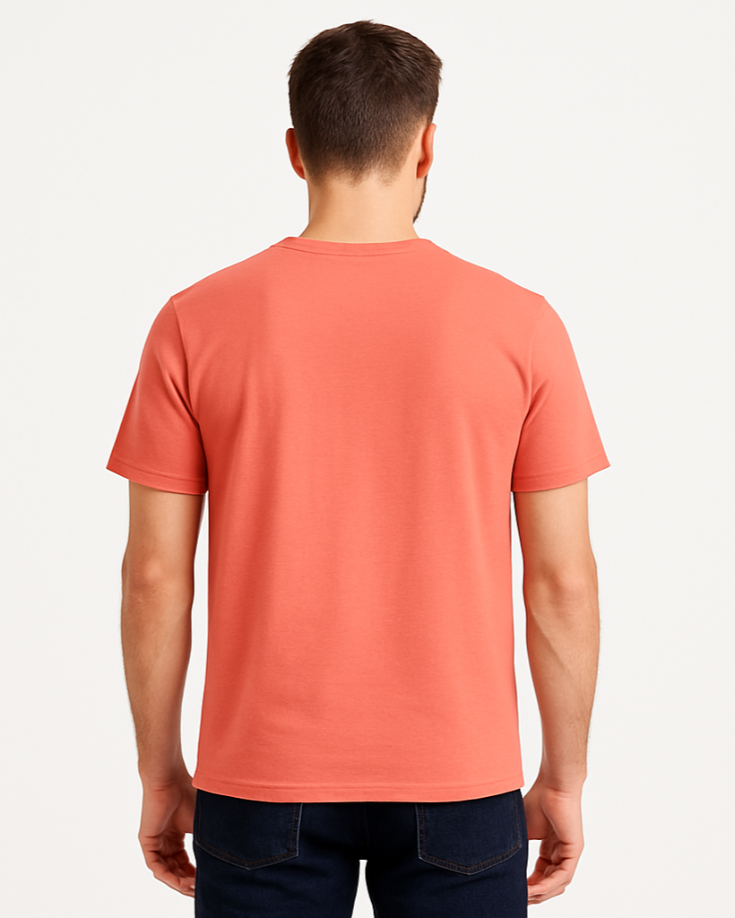 Coral Regular Fit T-shirt Back View - Plain