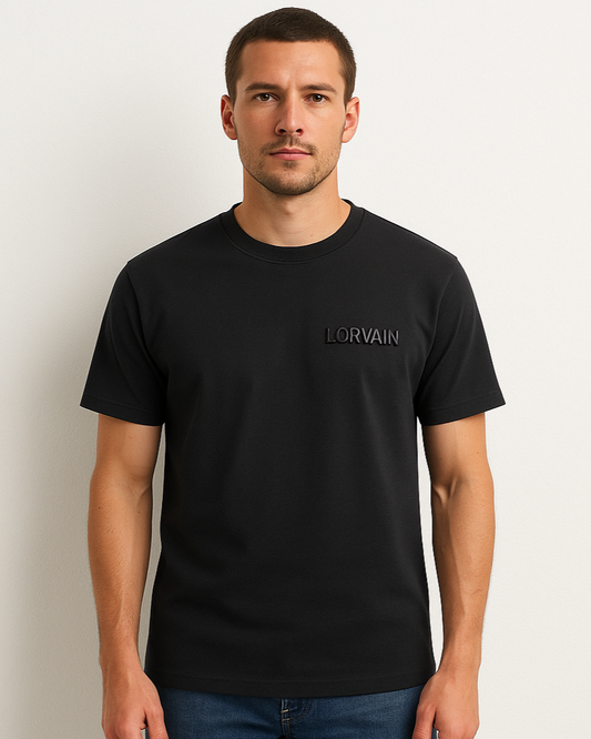 Dark Regular Fit T-shirt Front View with Small 3D LORVAIN Logo