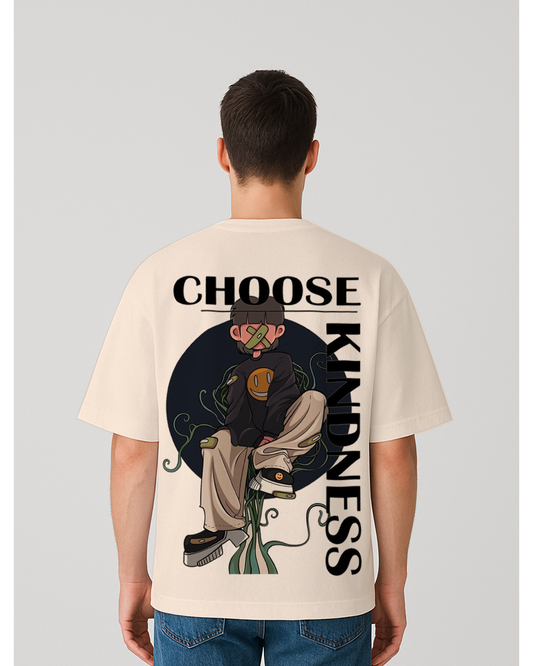 Person wearing a t-shirt with 'Choose Kindness' design on the back