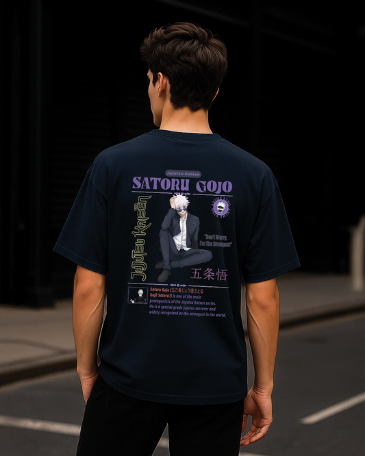 Gojo printed over-sized tshirt blue