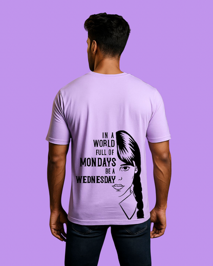 Men Solid Round Neck Cotton Blend Lavender T-Shirt