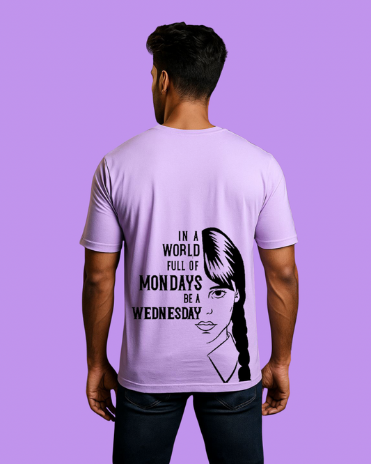 Men Solid Round Neck Cotton Blend Lavender T-Shirt