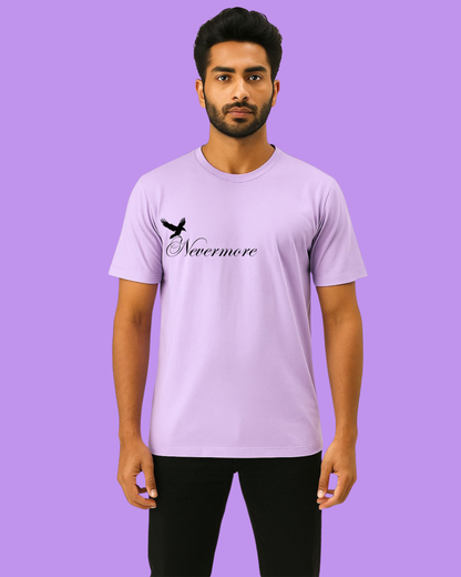 Men Solid Round Neck Cotton Blend Lavender T-Shirt