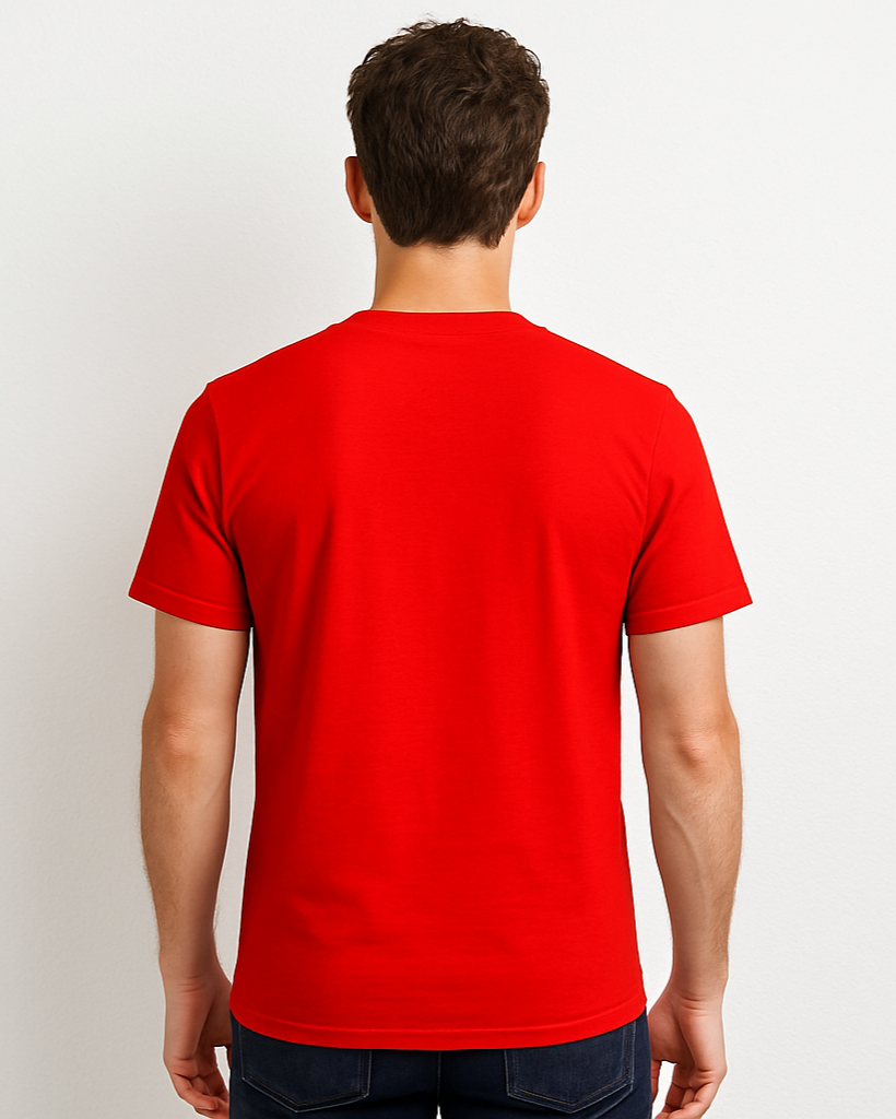 Red T-shirt Back View - White Background