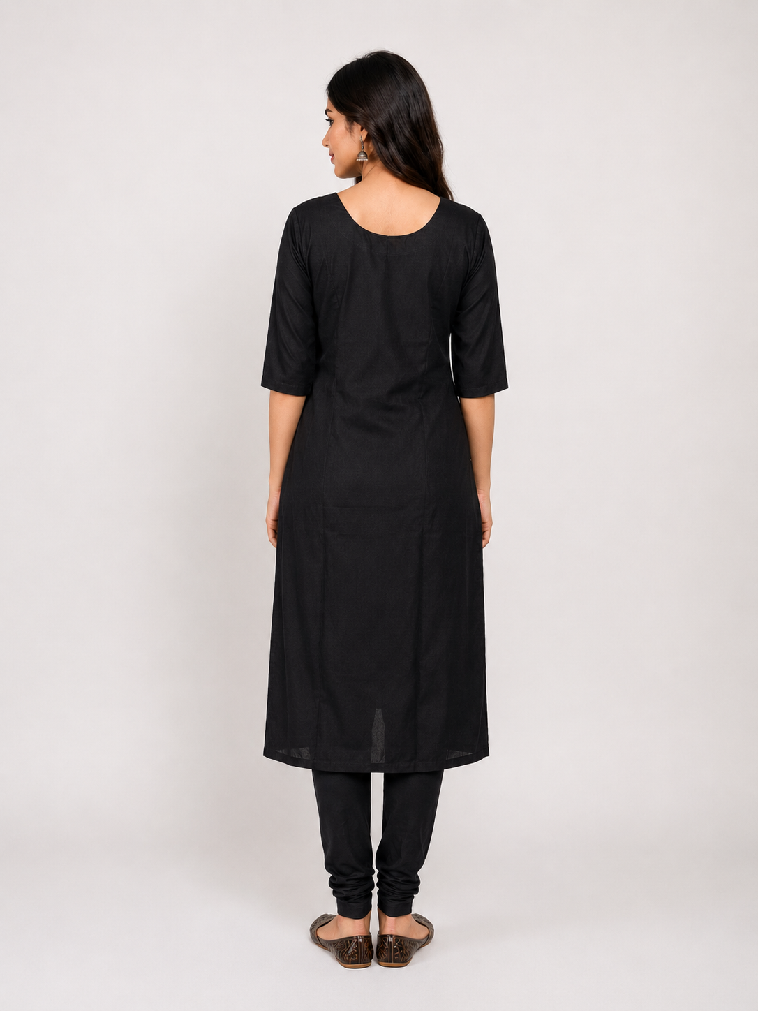 Black Embroidered Straight Kurta Set with Dupatta | Elegant Ethnic Wear for Women